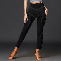 2020 Women Latin Dance Pants New Sexy Tassel Pants Latin Practice Clothes Chacha Ballroom Latin Dance Competition Pants DQS5722