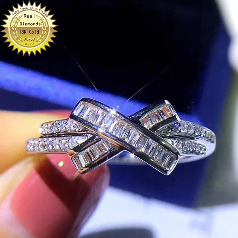 

18k white gold 0.2ct Natural Real Diamond Ring Engagement&Wedding Jewellery have certificate M-005