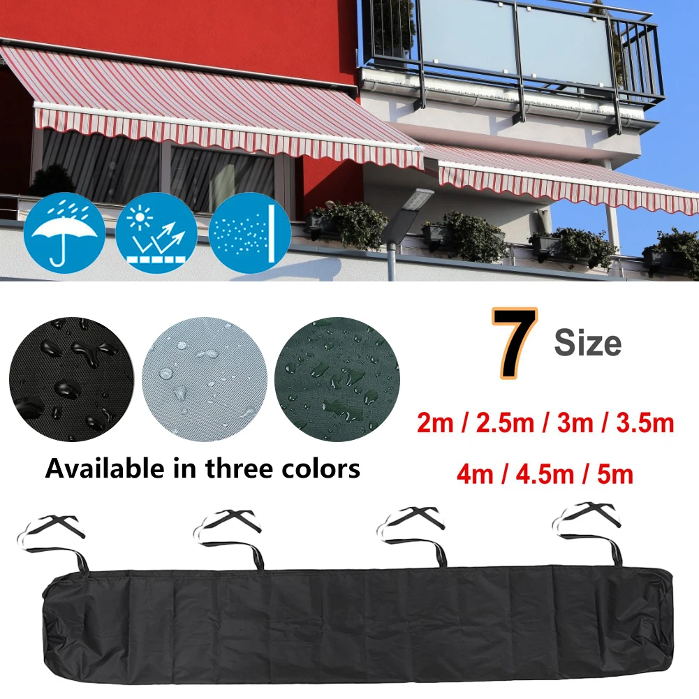 7 Sizes Patio Awning Winter Storage Bag Yard Garden Shelter Rain Weather Cover Protector Sun Canopy Black 2/2.5/3/3.5/4/4.5/5m