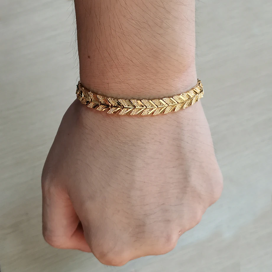 12MM Men\'s Gold Color Link Chain Bangle Bracelet For Women Boy Girl Fashion Gift Jewelry Dropshipping SL166