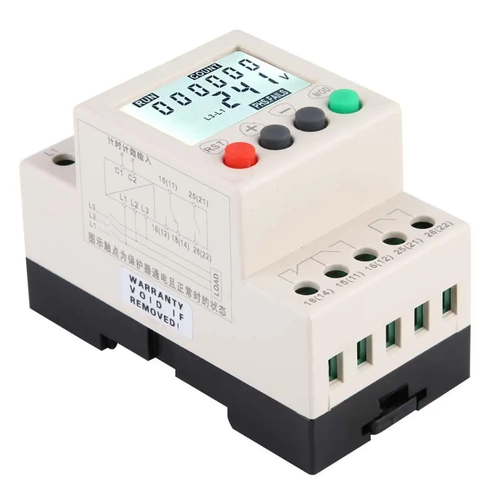 

High Precision Under Over Voltage Protector 3 Phase Voltage Monitoring Sequence Protection Relay Electric Measuring Instrument