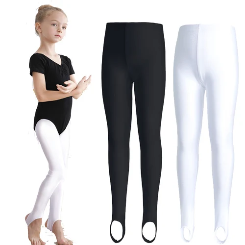 Medias con estribo de Ballet para niñas y niños, pantimedias, mallas de baile para niños, pantalones de baile de gimnasia y Yoga de LICRA de algodón
