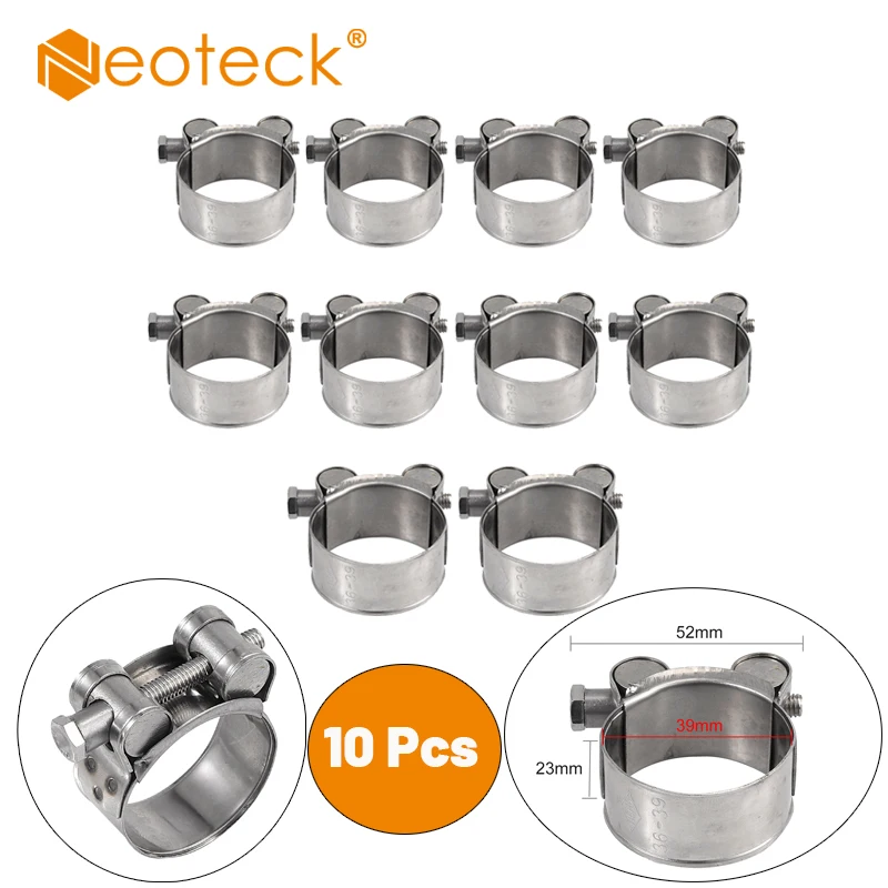 Neoteck 10 Pcs 36-39mm Stainless Steel Hose Clamp High Quality Clamping Strap For Water Gas Hose And Various Hose Interfaces