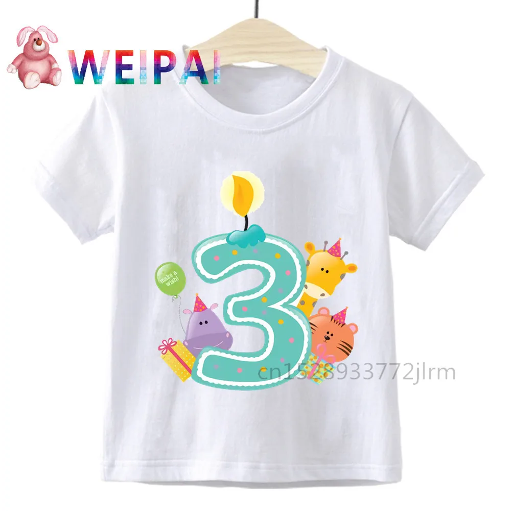 Kids Cartoon Birthday Number 3 Print T-shirts Boy&Girl I Am 3 Funny Gift Tshirt Baby 3 Year Old T Shirt Children Tops