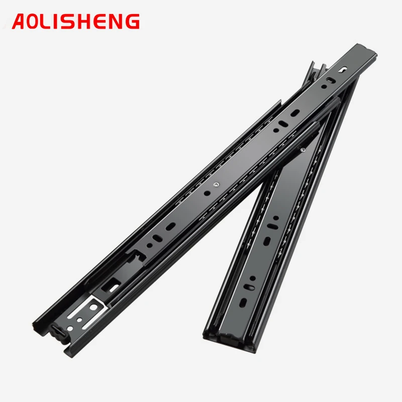 AOLISHENG 3-Section Slide Rail For Side-Mounted Cabinet Rails With Fully Extended Drawers