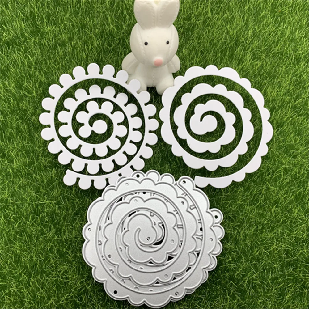 2pcs 3D Garland Spiral Flower Petal Metal Cutting Dies For DIY Scrapbooking Album Embossing Paper Cards Decorative Crafts