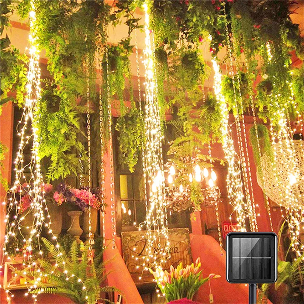 Imagem -02 - Solar Powered Outdoor Lanterna Impermeável Jardim Lanterna Rua e Festival Decoração de Natal 200 Leds Oito Funções