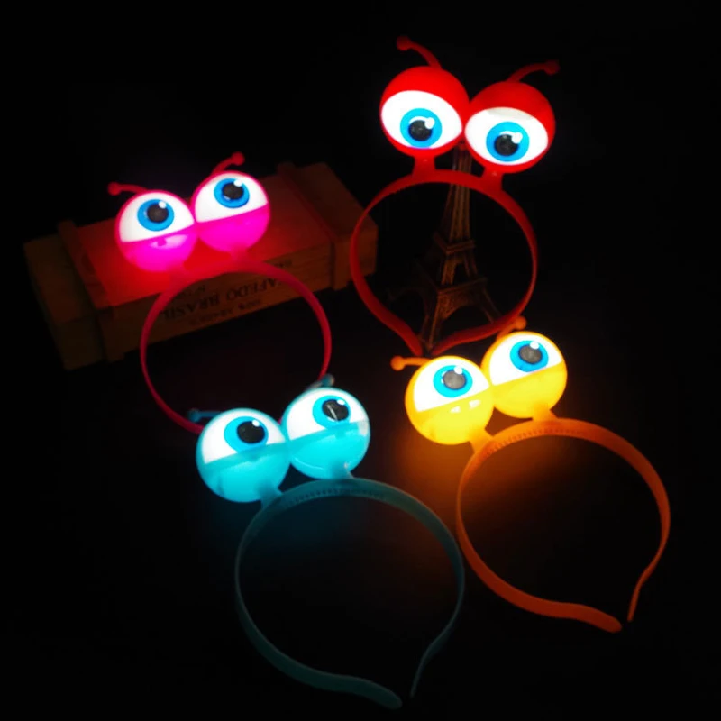 

New Products 20units/lot Eyes Led Headband Hair Clasp Multicolor Safe Flashing Toy For Halloween Decoration And Kid Surprise