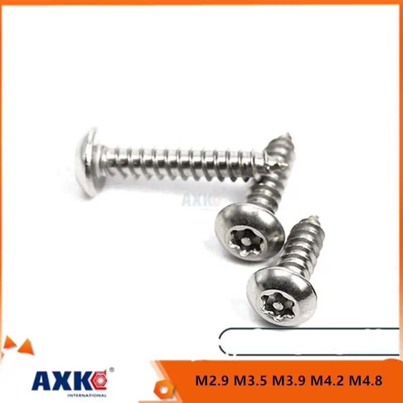 20pcs M2.9 M3.5 M3.9 M4.2 M4.8 304 A2-70 Stainless Steel Six Lobe Torx Pan Round Head with Pin Security Self-tapping Wood Screw