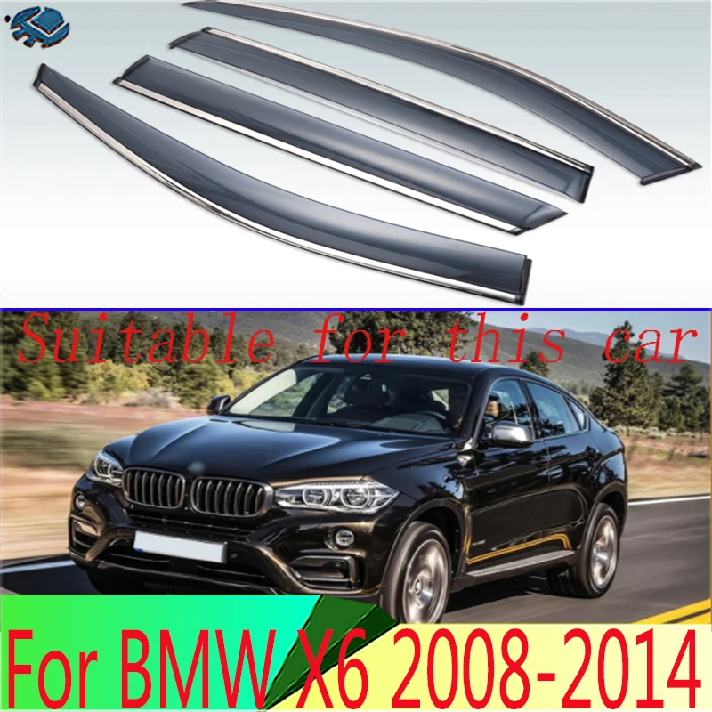 

For BMW X6 2008-2014 Plastic Exterior Visor Vent Shades Window Sun Rain Guard Deflector 4pcs