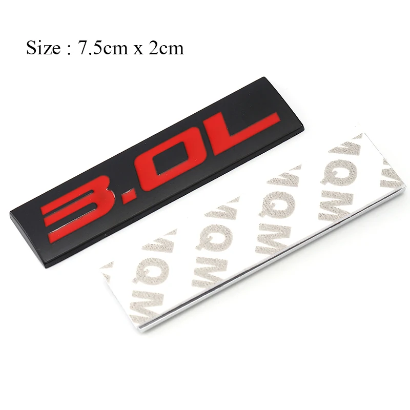 1x 3D Chrome Finish Metal 3.5L Emblem Badge Sticker – Black & Red – Alloy – Universal Placement