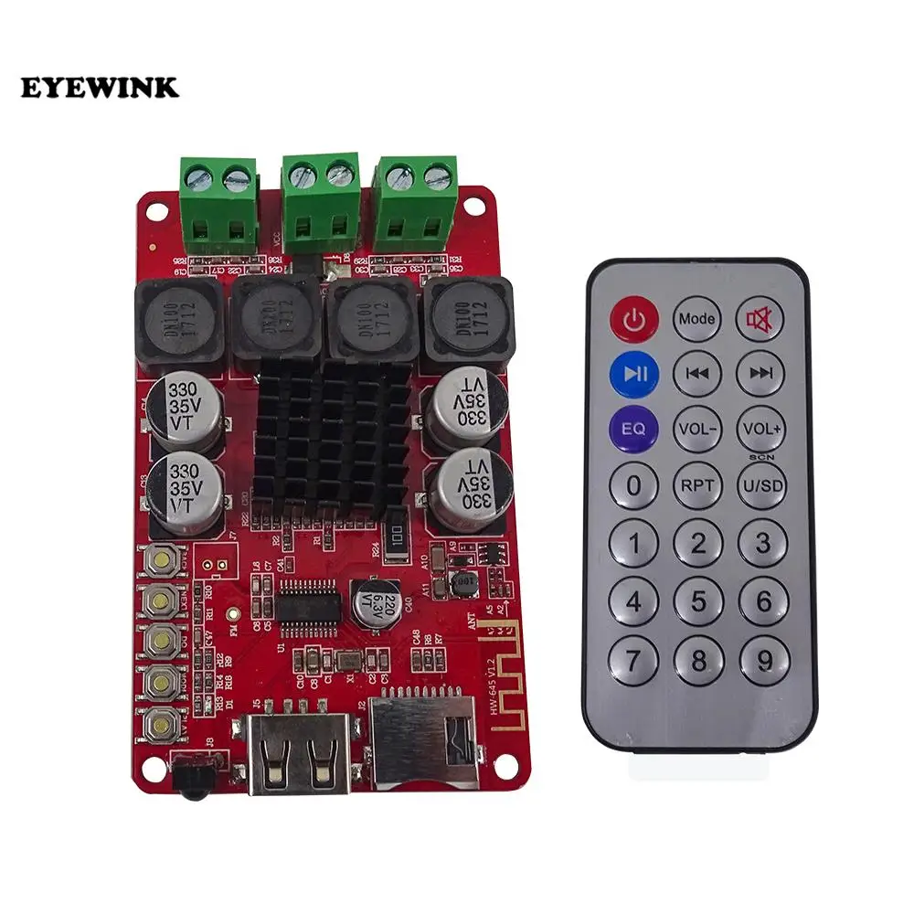 TPA3116 2X50W dual channel Bluetooth receiving USB flash disk TF Card decoding stereo power amplifier board module