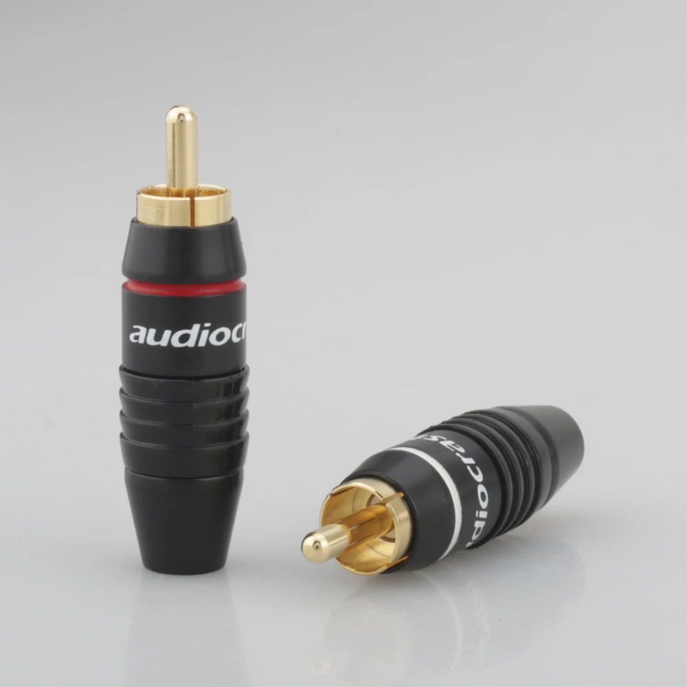 Audiocrast High Quality Brass RCA Male Plug Jack Audio Cable Solder Gold plated Connector