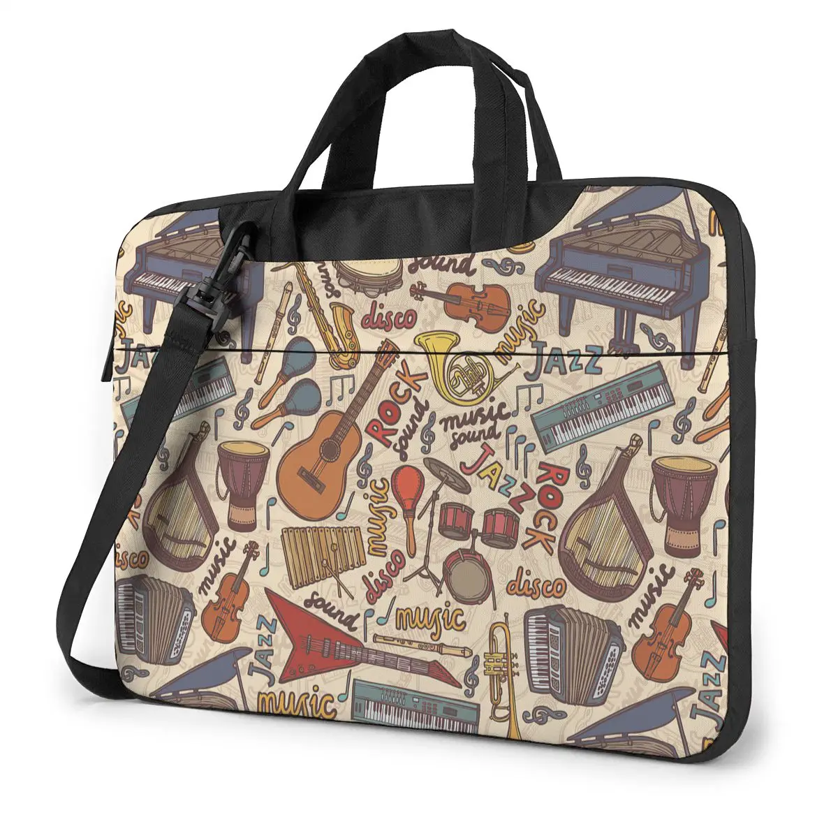 

Musical Instruments Vintage Colors Seamless Pattern Laptop Bag Case Protective Computer Bag Bicycle Crossbody Laptop Pouch
