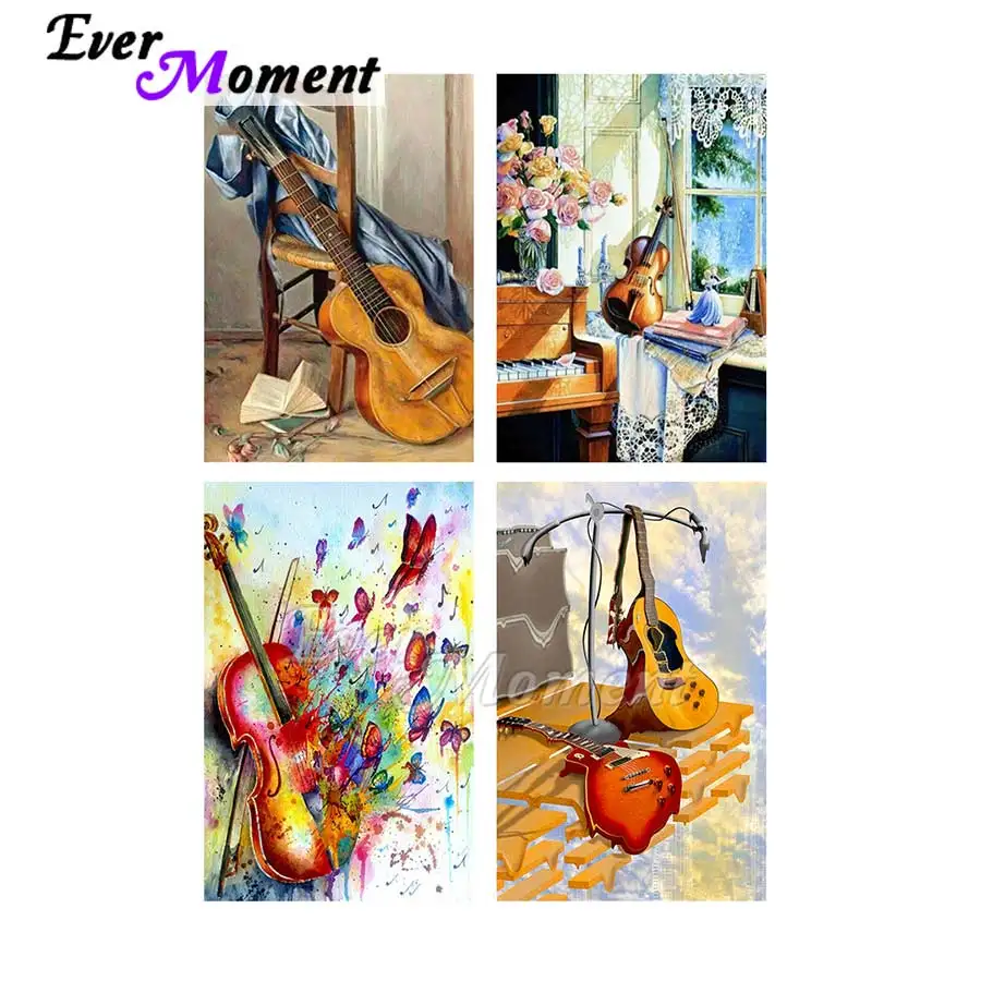 

Ever Moment Diamond Painting Modern Decoration Art Violin Guitar Diamond Embroidery Full Square DIY Cross Stitch Kit ASF2090