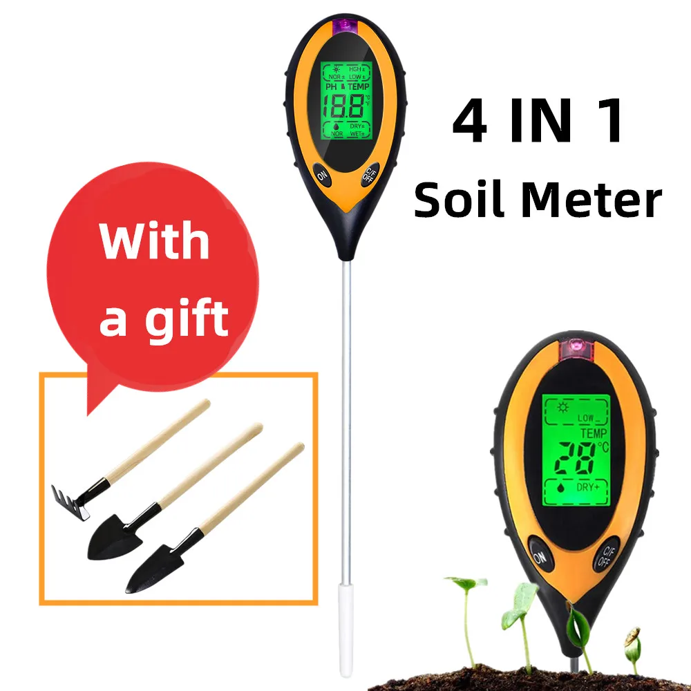 

Soil Tester 4 in 1 PH Moisture Acidity Monitor Temp Sunlight Soil Meter Moisture Measure Tool For Garden Plant Analyzerer