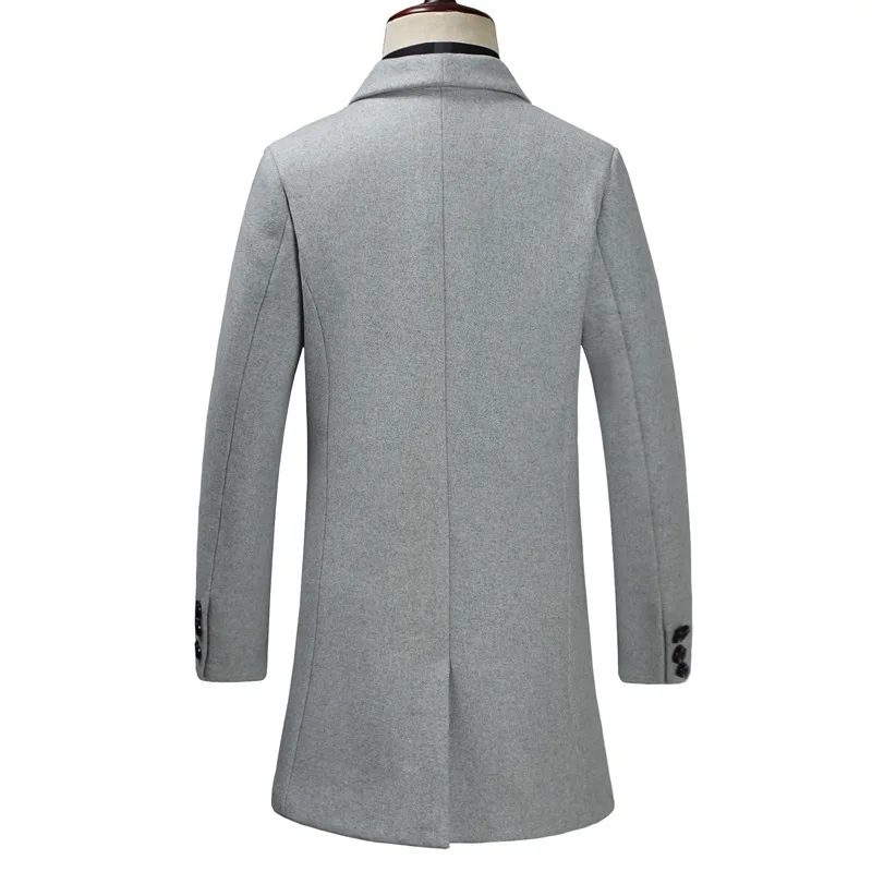 

2020 Winter New Men's Long Wool Coat Business Fashion Slim Fit Thicken Warm Overcoat Male Brand Trench Coat
