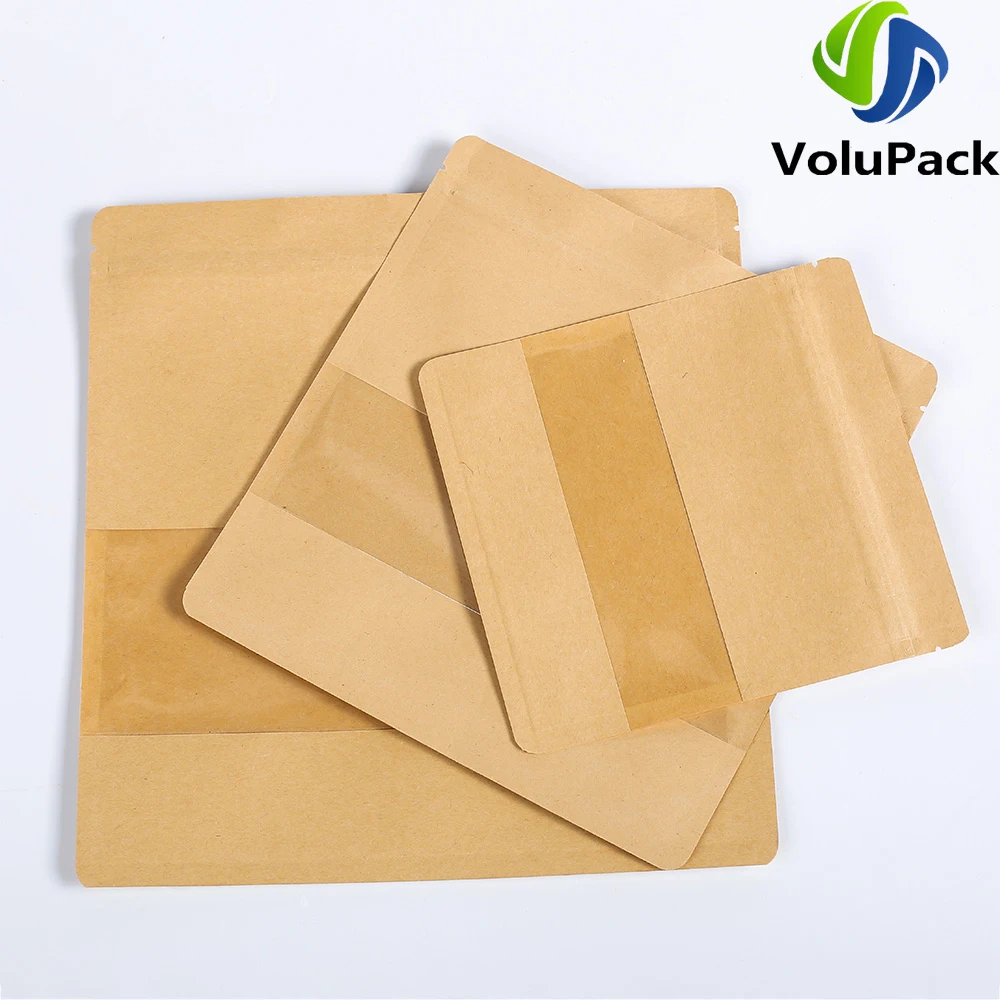 

Resealable Ziplock Pouches,Plastic Storage Bags with Clear Window,Eco-friendly,Smell Proof Pu'er Tea,Kraft Packaging Bags,100Pcs