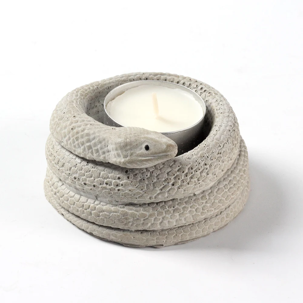 Concrete Candlestick Silicone Mold Snake Coiling Design Resin Mould Creative Handmade Home Decorative Craft Tool