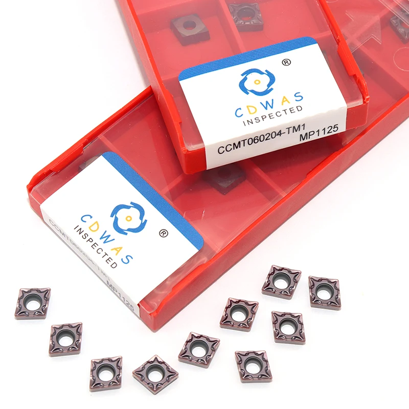 CCMT060204 TM1 MP1125 كربيد إدراج عالية الجودة مخرطة أداة تحول أداة CCMT 060204 شفرة أداة قطع CNC لالفولاذ المقاوم للصدأ