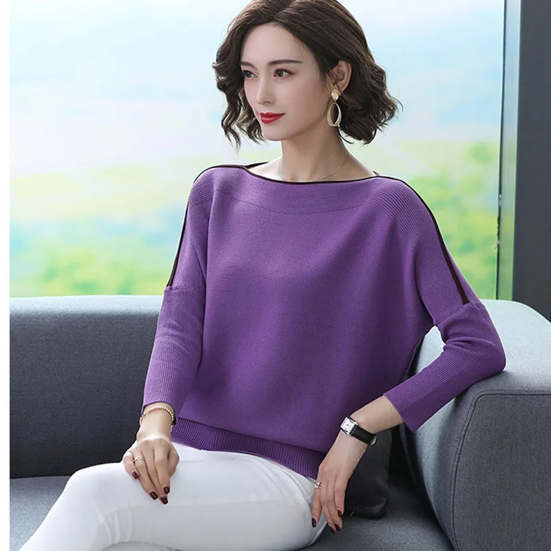 Long Sleeve Women Pullovers Sweater O-Neck Casual Bat wing Pull Jumper Female Knitting  Casual Pullovers Tops Femme Korea Top