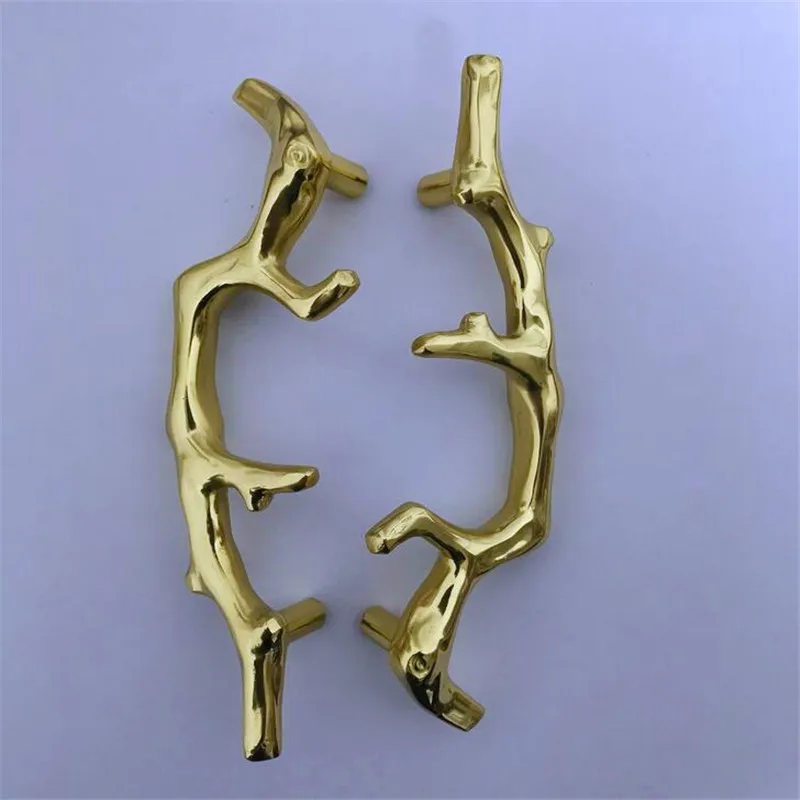 1Pc Tree Branch shaped Handles Solid Brass Extension Cabinet Door Lockers Bookcases Knob Modern Design Diy Furniture Handles