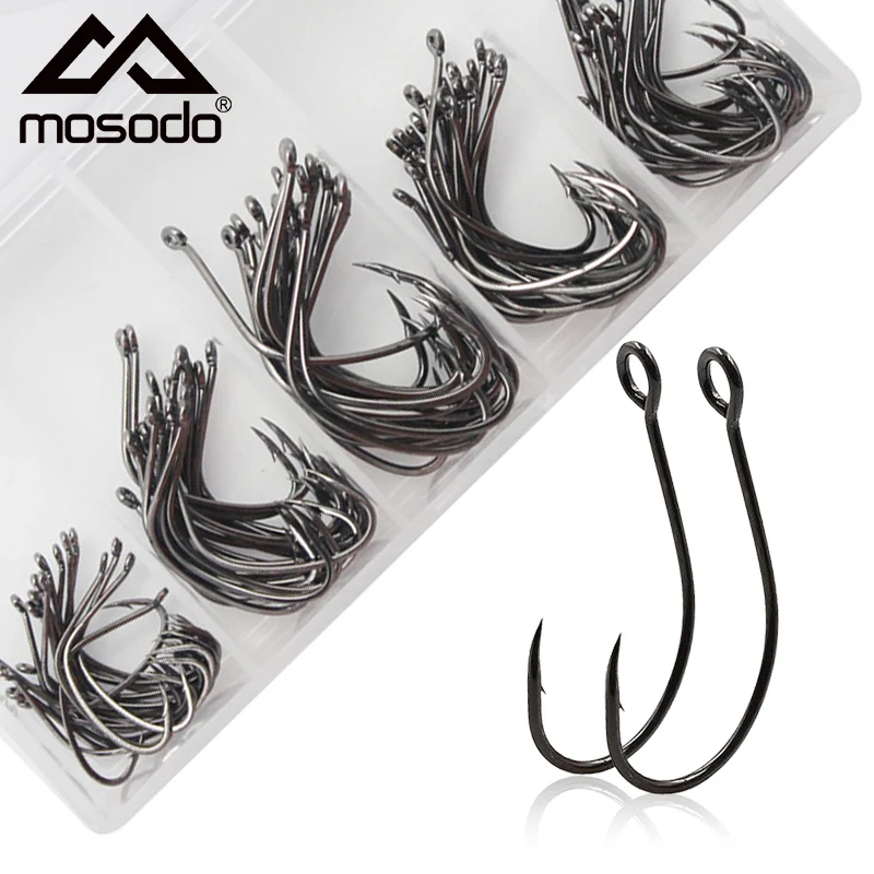 Mosodo 50pcs/lot Drop Shot Fishing Hooks Wide Gap Bass Fishhooks for Senko Worm Lures #4 #2 #1 1/0 2/0 pesca Tackle Accessories