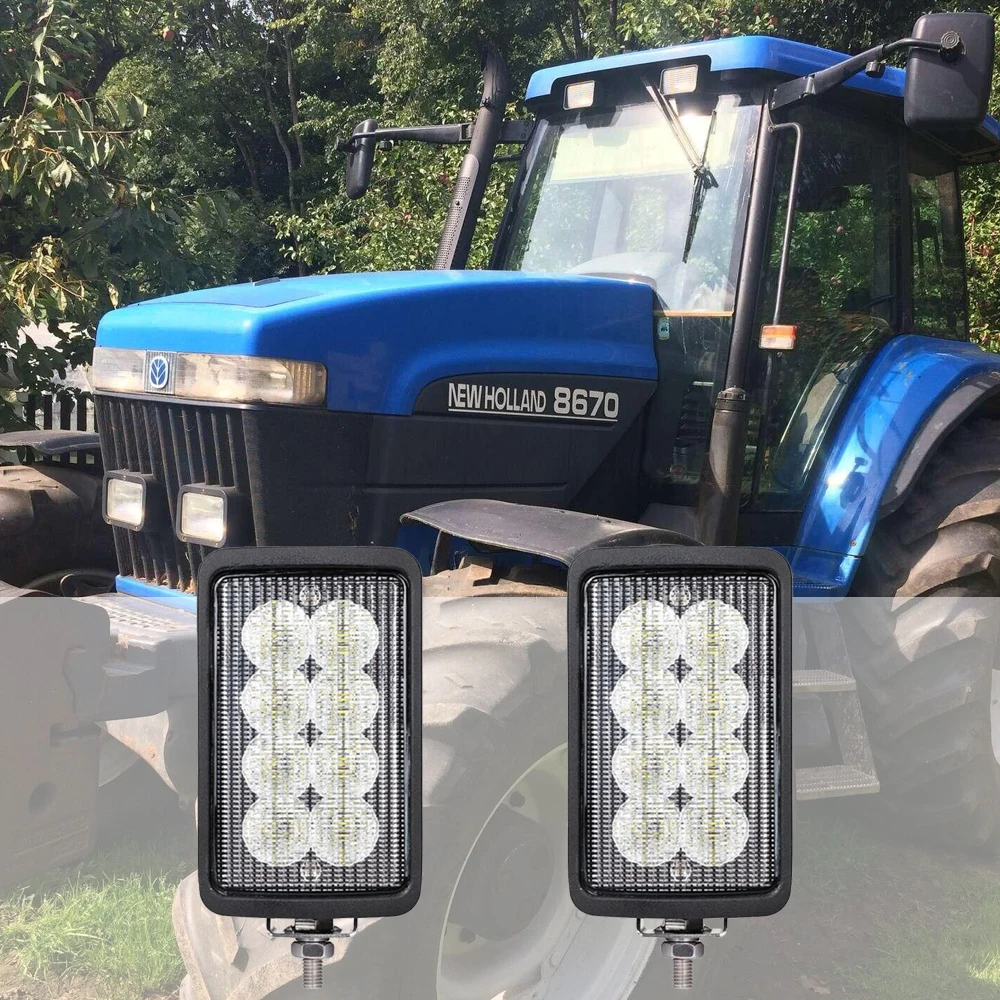 

Universal Led Work Lamp 6x4 Rectangle Side Mount FloodLamp For New Holland 8670, 8770, 8870, 8970, 8670A, 8770A+ OEM: 9846125 x2