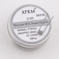 NEW XFKM 10PCS/box NI80/A1/SS316L MTL Clapton Prebuilt Coils Premade Coil for MTL RDA RTA RBA  Mod Heating Wire