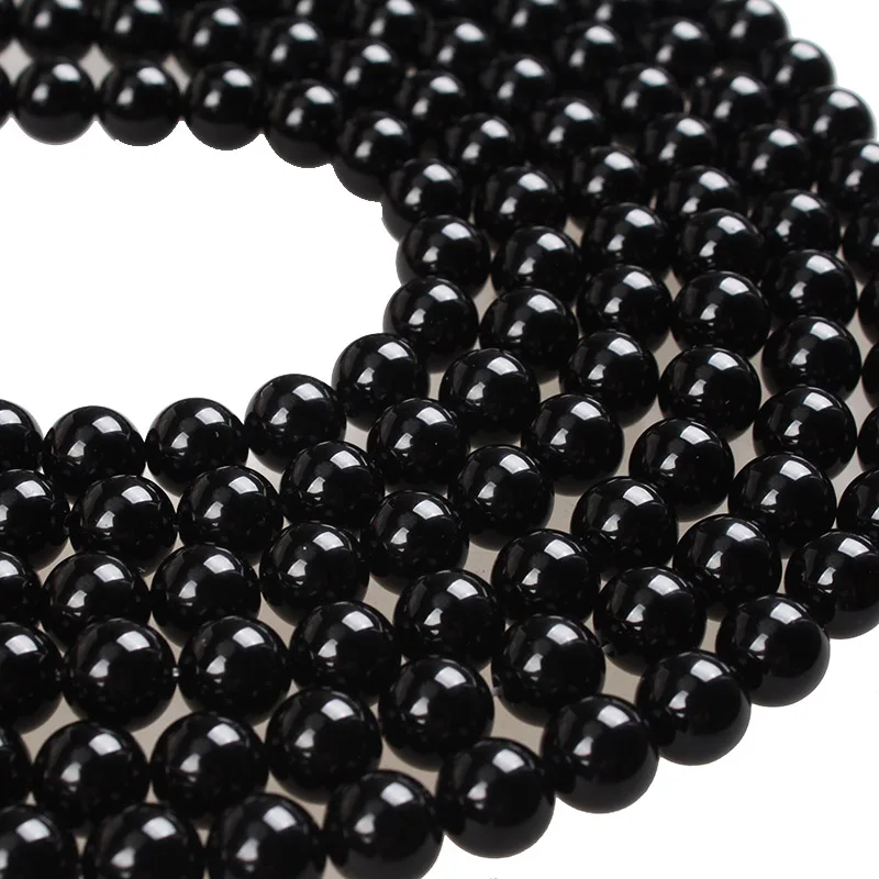 Naturalne kamienne koraliki Czarny agat Onyks Okrągłe luźne koraliki 2 3 4 6 8 10 12mm Koraliki do bransoletek Naszyjnik Diy Biżuteria