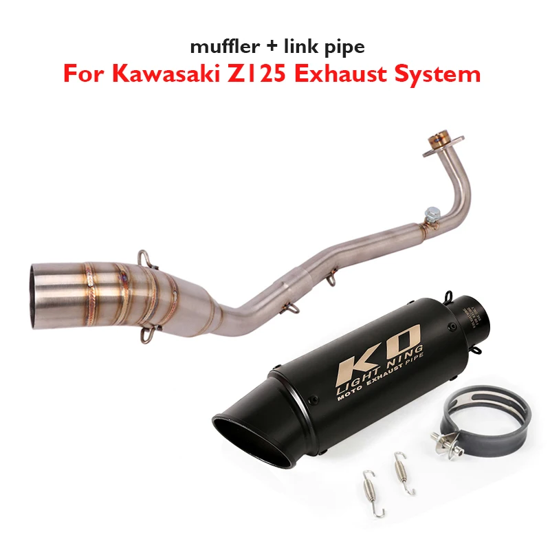 

Motorcycle Z125 Exhaust System Muffler Escape Silencer Tip Header Connection Pipe Link Tube for Kawasaki Z125