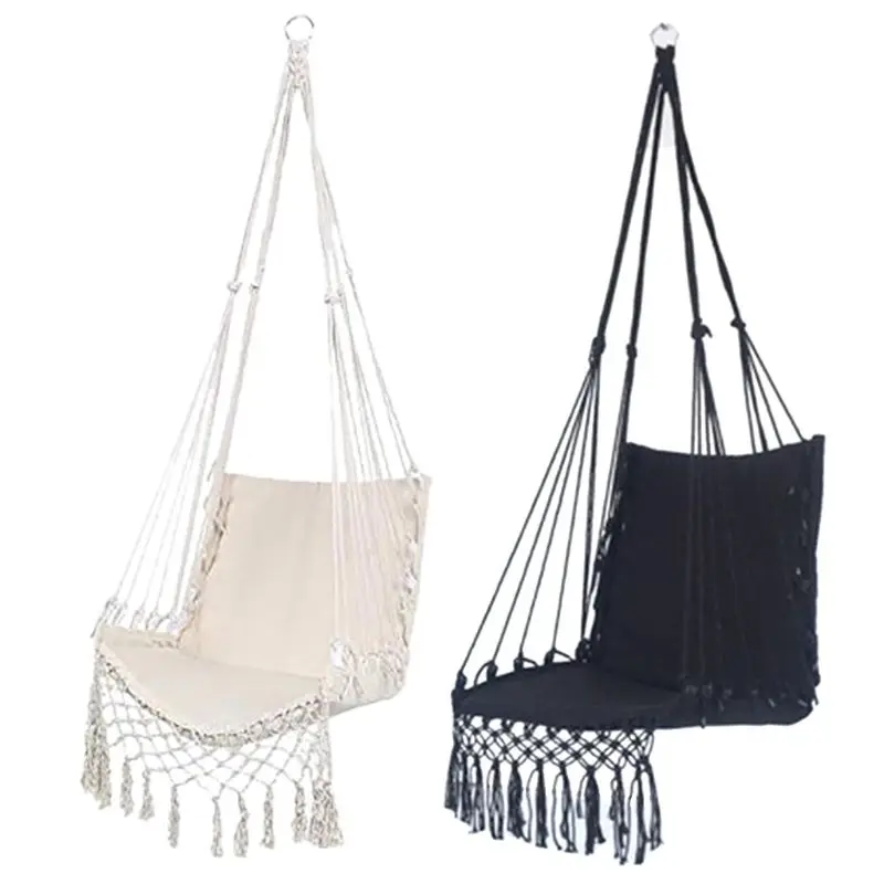 2024 New Hammock Chair Macrame Swing Hanging Cotton Rope Swing Chair Macrame Swing Hanging Chair for Indoor and Outdoor Use