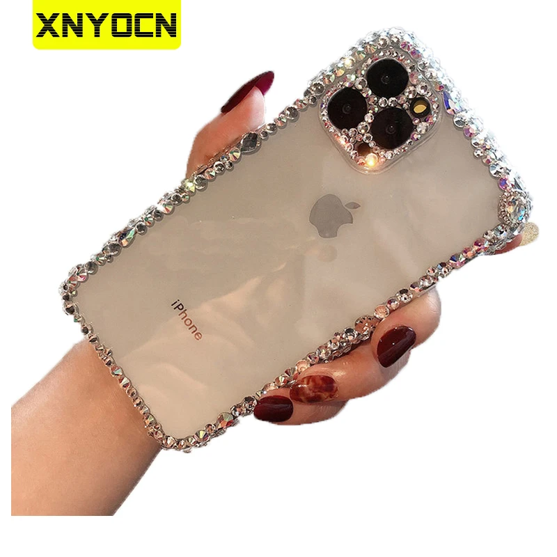 Xnyocn Luxury Rhinestone Gem Diamond Soft Phone Case For Apple iPhone 11 Pro Max 12 MiNi Glitter Transparent Protection Cover