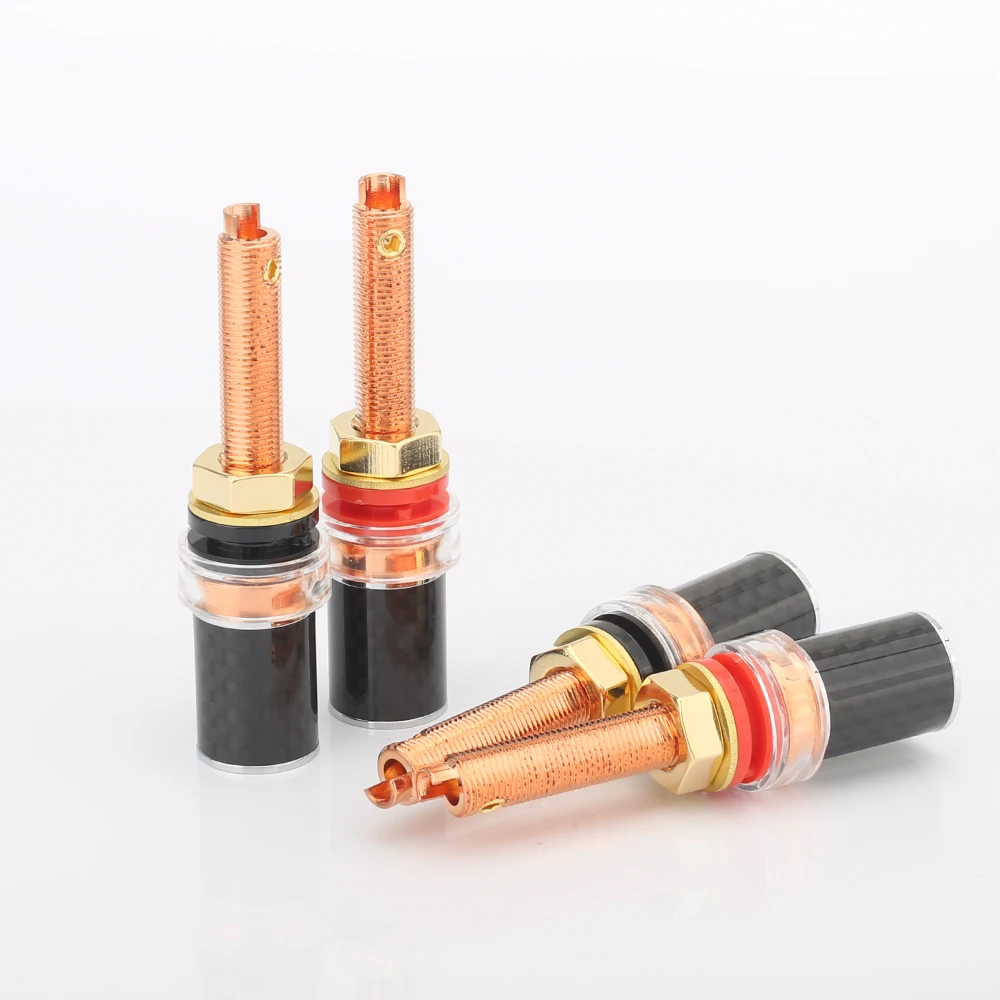 하이 엔드 오디오 탄소 섬유 바인딩 포스트 구리 플레이트 스피커 터미널, hifi 스피커 앰프 긴 바인딩 포스트