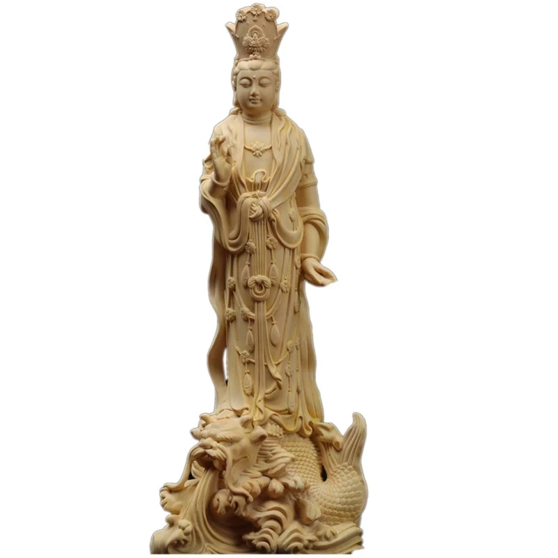 

22cm Boxwood Figure Statue Buddha Home Décor Feng Shui Myth Office Decoration Wood Statue Wood Sculpture