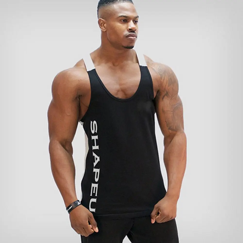 Hot Bodybuilding Fitness Singlets Muscle Vest For Men Tee Basketball Jersey Solid Gym Men Stringer Loose Tank Tops