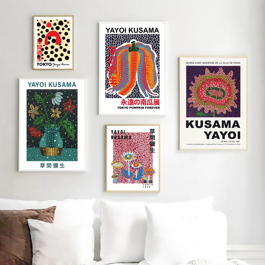 Yayoi Kusama Colorful Flower Abstract Canvas Printing Poster Painting Wall Painting Wall Art Living Room Bedroom Home Decoration