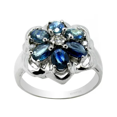 

CoLife Jewelry Classic Silver Flower Ring with Gemstone 3mm*4mm 100% Natural Sapphire Ring 925 Silver Sapphire Jewelry