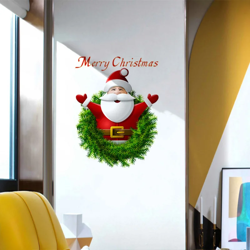 Santa Claus Merry Christmas Wall Sticker Christmas Festival Decoration Decals Living Room Home Window Glass Door New Year Paster