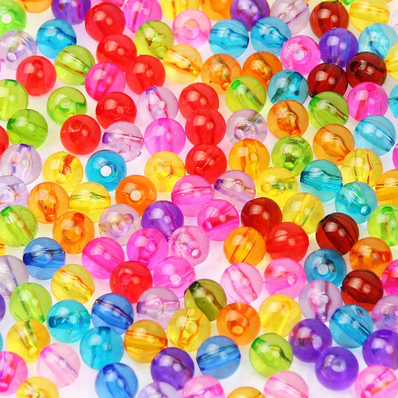 5Pcs 8mm Transparent Colorful Acrylic Beads Round Ball Spacer Loose Beads For Jewelry Making Bracelet Diy Accessories