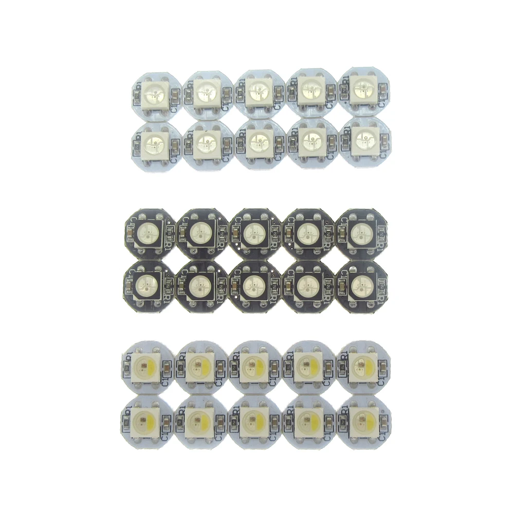 10-1000PCS WS2812B WS2812 SK6812 DC5V LED Chip 5050 SMD RGB RGBW RGBWW Black White Round PCB Board Heatsink WS2811 IC Built-in