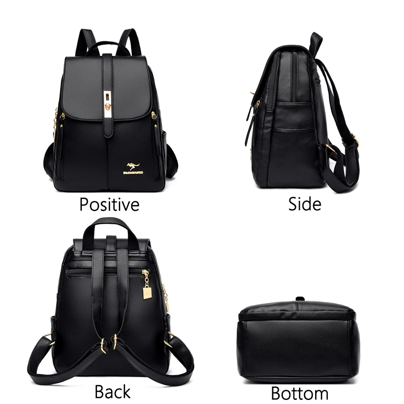 Women Large Capacity Backpack Purses High Quality Leather Female Vintage Bag School Bags Travel Bagpack Ladies Bookbag Rucksack