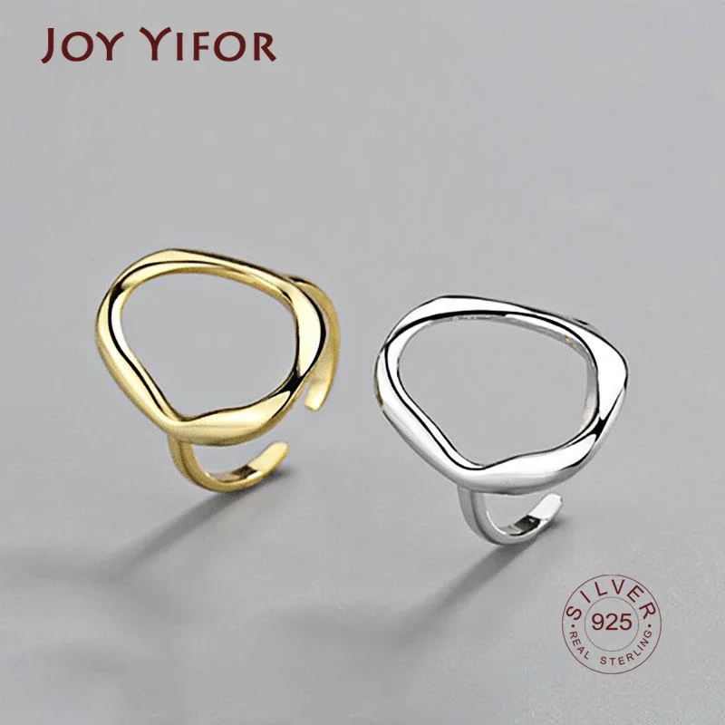 Hot Sale 925 Sterling Silver Party Ring For Women Couple Creative Irregular Simple Anillos Jewelry Size 17.3mm Adjustale