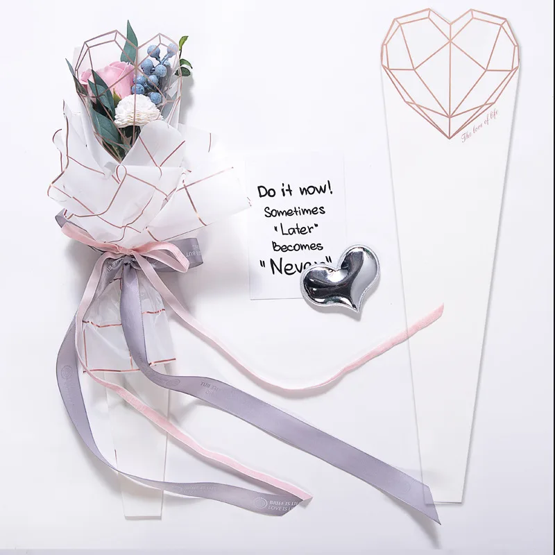 40pcs Nice Gift Packaging Poly Bag Colorful Diamond Pattern Cellophane Bag Rose Bouquet Packaging Single flower Wrapped paper