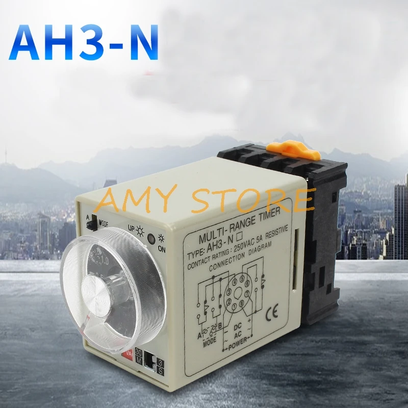 AH3-NA NB NC ND NE 1S-10M 3S-30M 6S-60M 1M-10H 3M-30H 8Pin Two Modes PowerON Delay Timer TimeRelay380V220V110/36/24/12V w Socket