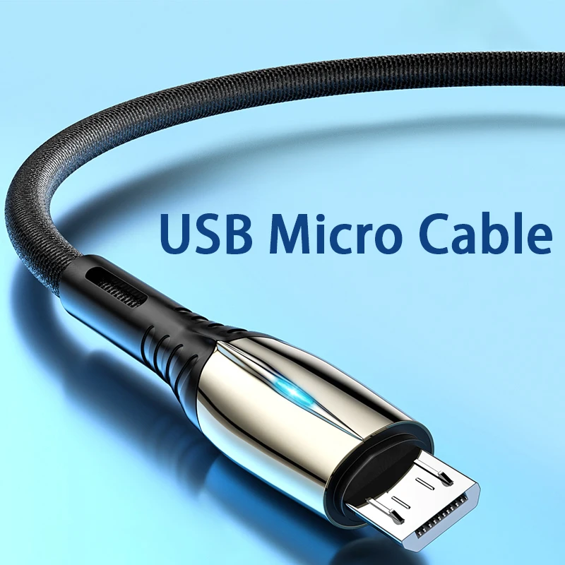 

Со светодиодным индикатором, USB-кабель Micro, кабель для быстрой зарядки для Samsung, Xiaomi, Huawei, Oppo, аксессуары для быстрой зарядки, USB-кабель