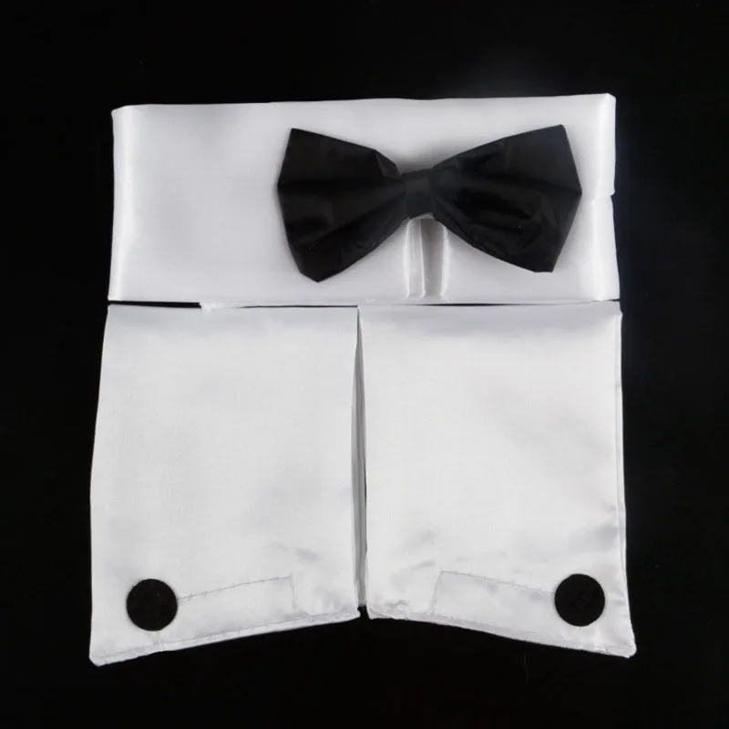 Mens Adults Dancer Cosplay Costume Male Bow Tie Collar Butler Waiter Cuffs Lingerie Set for  Single Party Wedding Festival