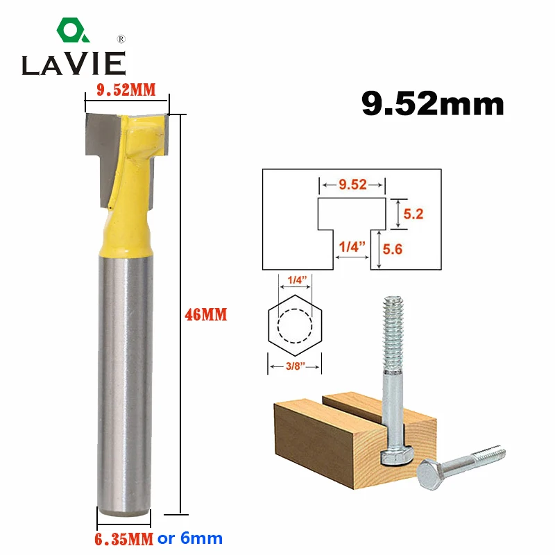Imagem -02 - Lavie-chave Sextavada do Parafuso para o Woodworking t Slot Router Bit Fresa de Fechadura End Mill 1pc in 635 mm Mc01025
