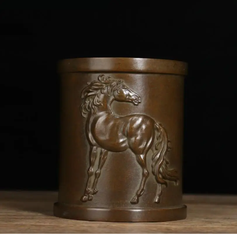 

Seiko brass horse Pen holder crafts statue