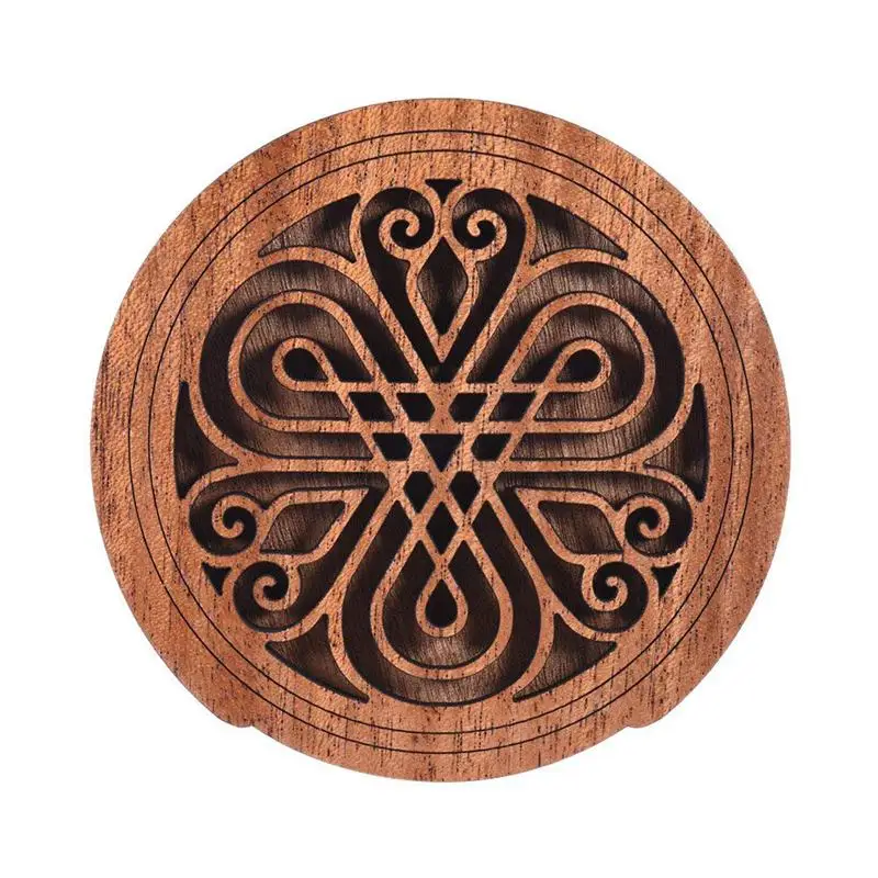 Guitar Wooden Soundhole Sound Hole Cover Block Feedback Buffer Mahogany Wood for EQ Acoustic Folk Guitars 7#